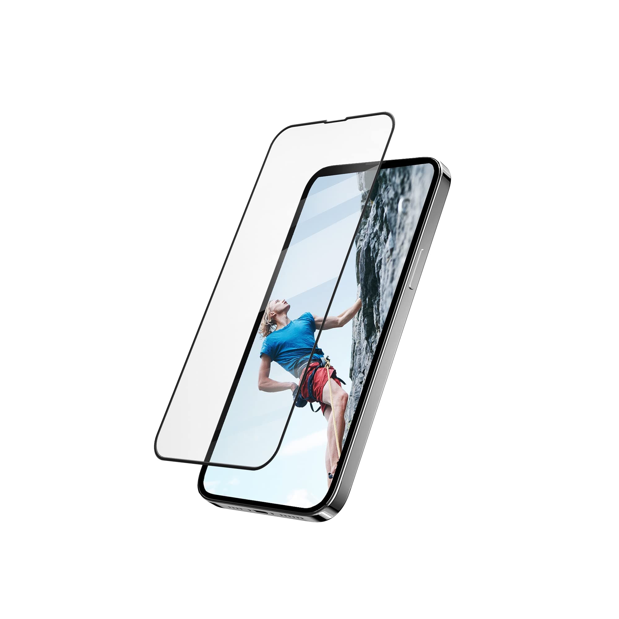 Калено стъклено защитно покритие за дисплея на iPhone 13, iPhone 13 Pro - SwitchEasy Glass Bumper Full Cover Tempered Glass (черен-прозрачен)