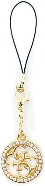 Дизайнерска метална висулка за вашия смартфон - Guess Charm 4G Strass Metal Logo Pendant (златист)