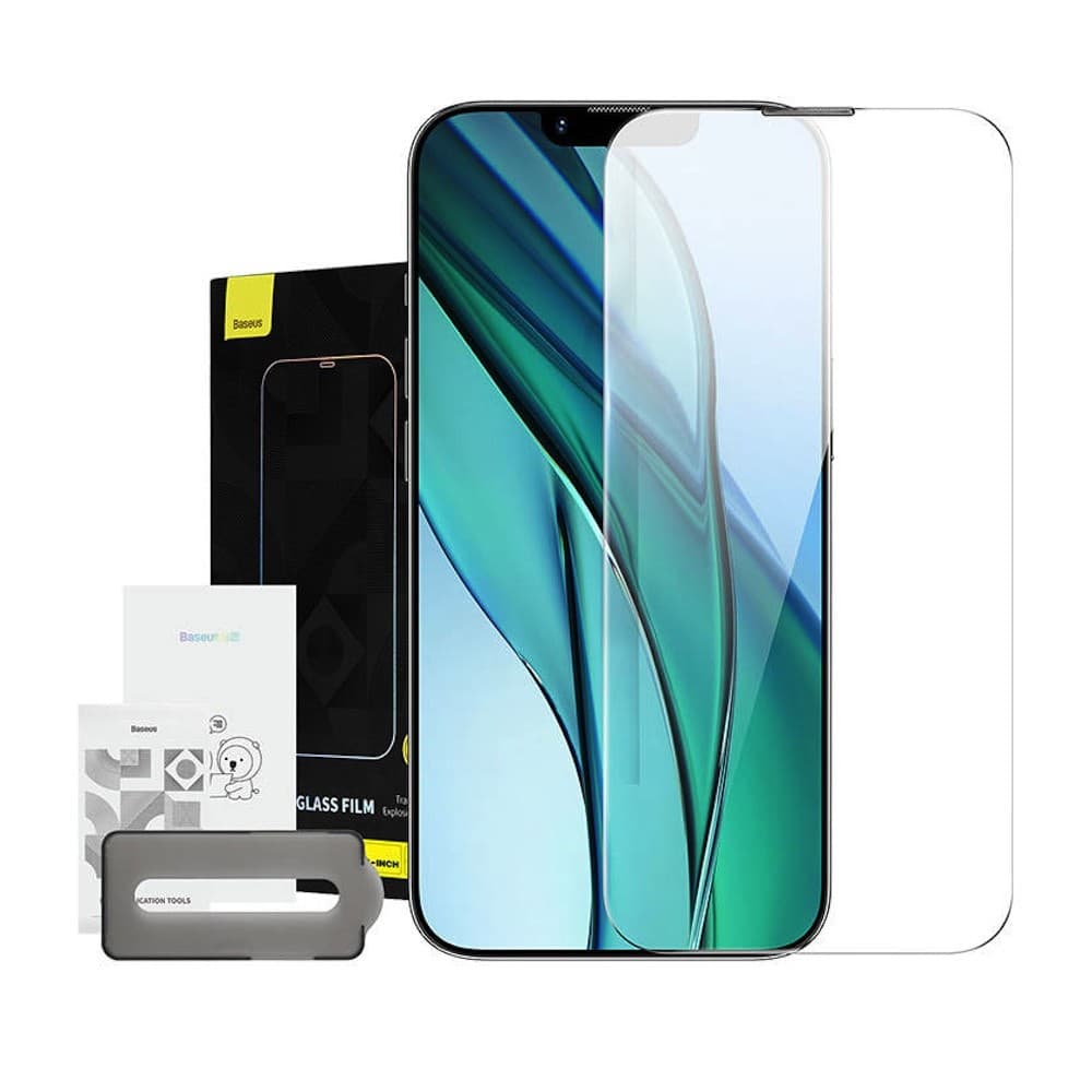 Стъклено защитно покритие за целия дисплей на iPhone 14 Plus, iPhone 13 Pro Max - Baseus Crystal Dust Proof Full Coverag Tempered Glass (SGBL160202) (прозрачен)