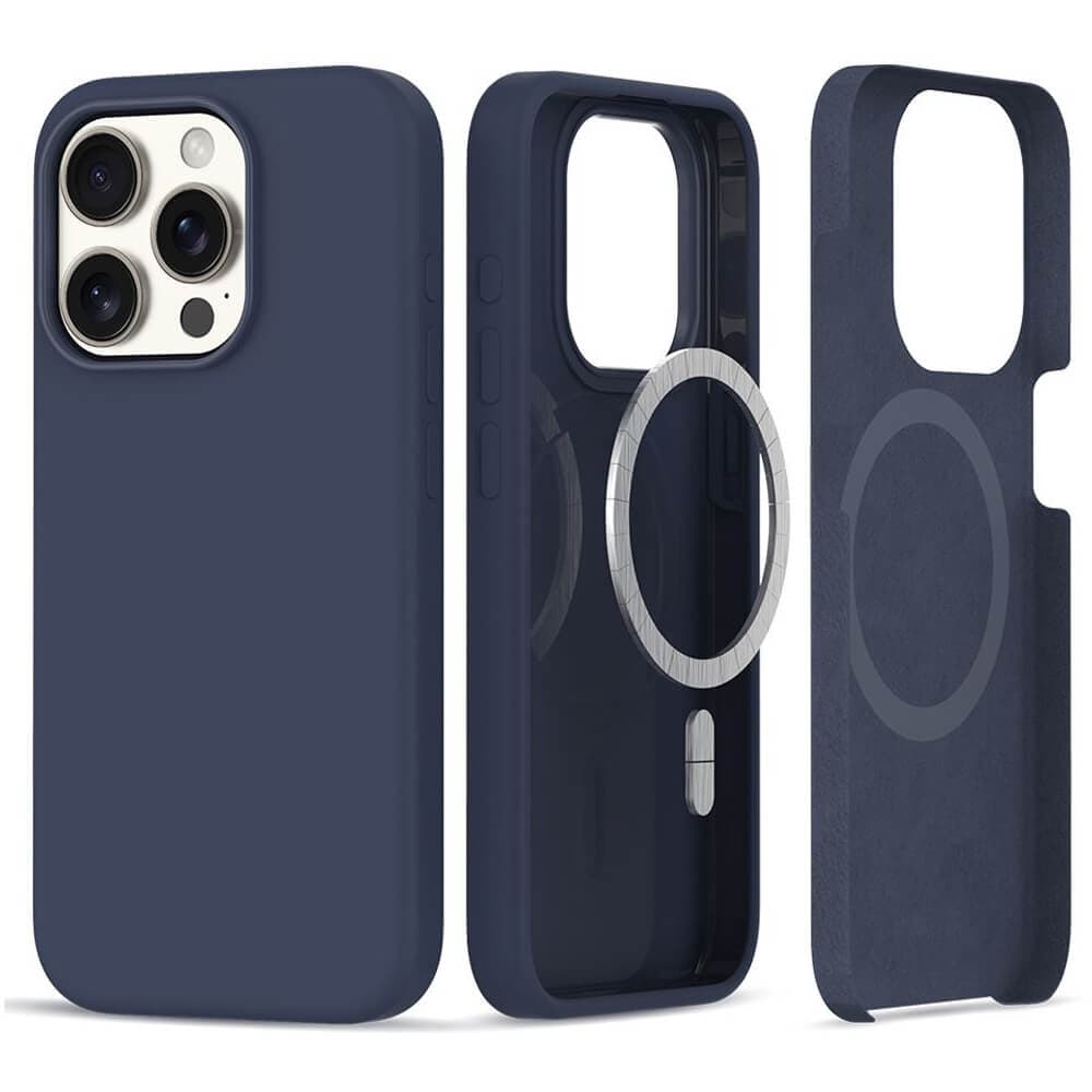 Силиконов (TPU) калъф с MagSafe за iPhone 15 Pro Max - Tech-Protect Silicone MagSafe Case (тъмносин)