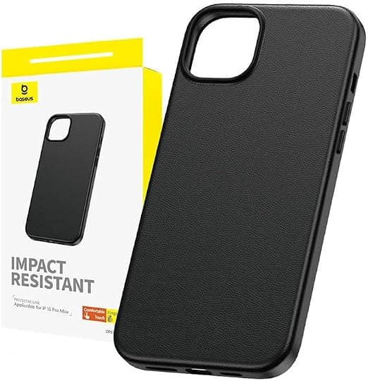 Кожен кейс за iPhone 15 Pro Max - Baseus Fauxther Leather Case (черен)