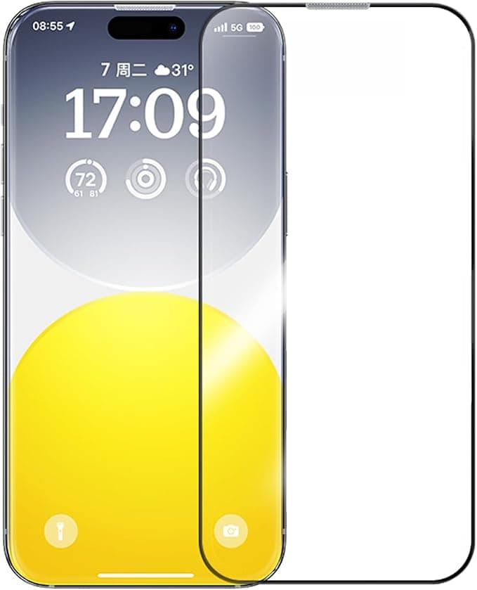 Калено стъклено защитно покритие за дисплея на iPhone 15 Pro - Baseus Sapphire Tempered Glass Film (0.30mm) (черен-прозрачен)
