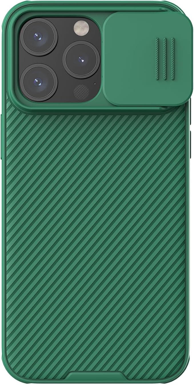 Хибриден удароустойчив кейс за iPhone 15 Pro Max - Nillkin CamShield Pro Magnetic Hard Case (зелен)