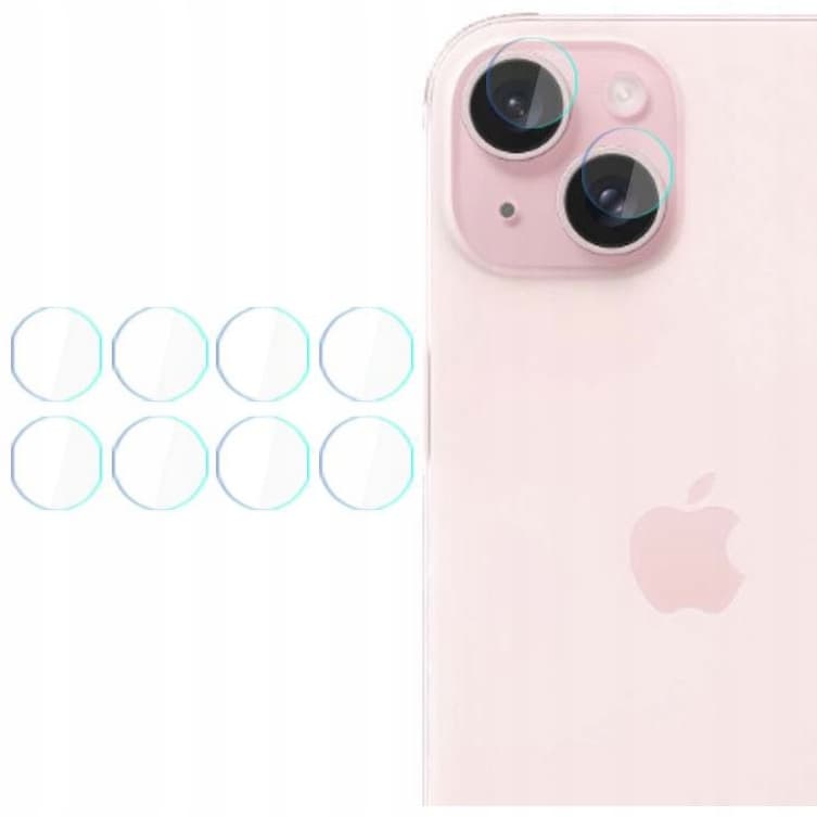 Предпазни стъклени защитни покрития за камерата на iPhone 15 Plus - 3MK Lens Protection Hybrid Glass Set (4 комплекта)