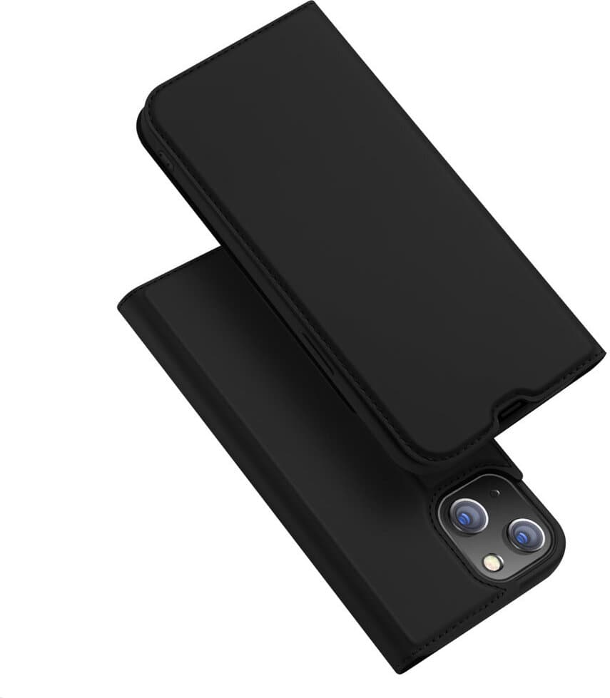Кожен калъф с поставка и отделение за кр. карти за iPhone 15 Pro - Dux Ducis Skin Pro Case (черен)