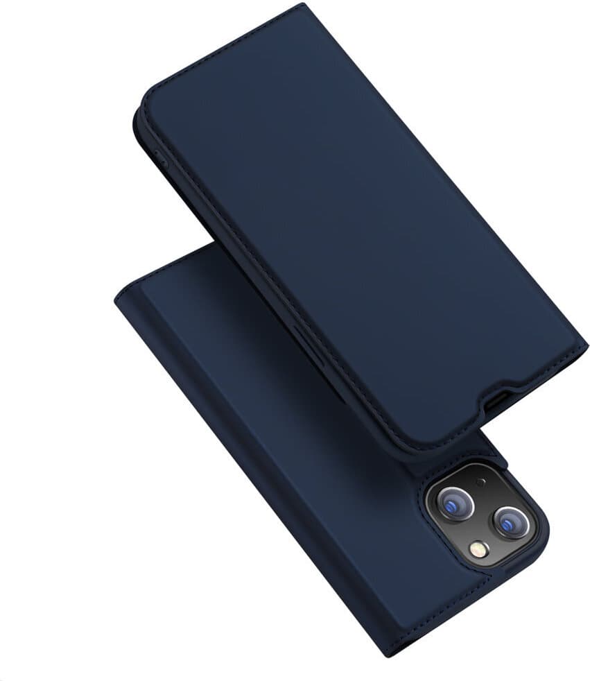 Кожен калъф с поставка и отделение за кр. карти за iPhone 15 Pro Max - Dux Ducis Skin Pro Case (тъмносин)