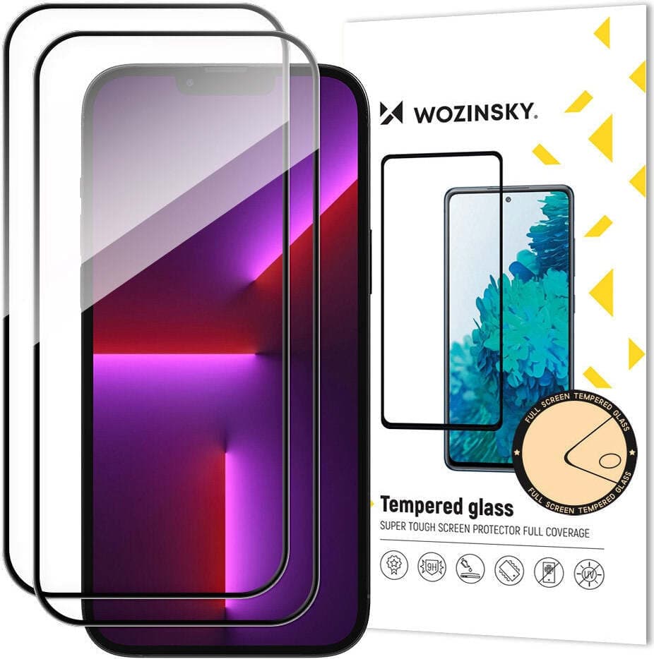 2 броя калени стъклени защитни покрития за дисплея на iPhone 15 Plus - Wozinsky Case Friendly 3D Tempered Glass 2 Pack (черен-прозрачен)