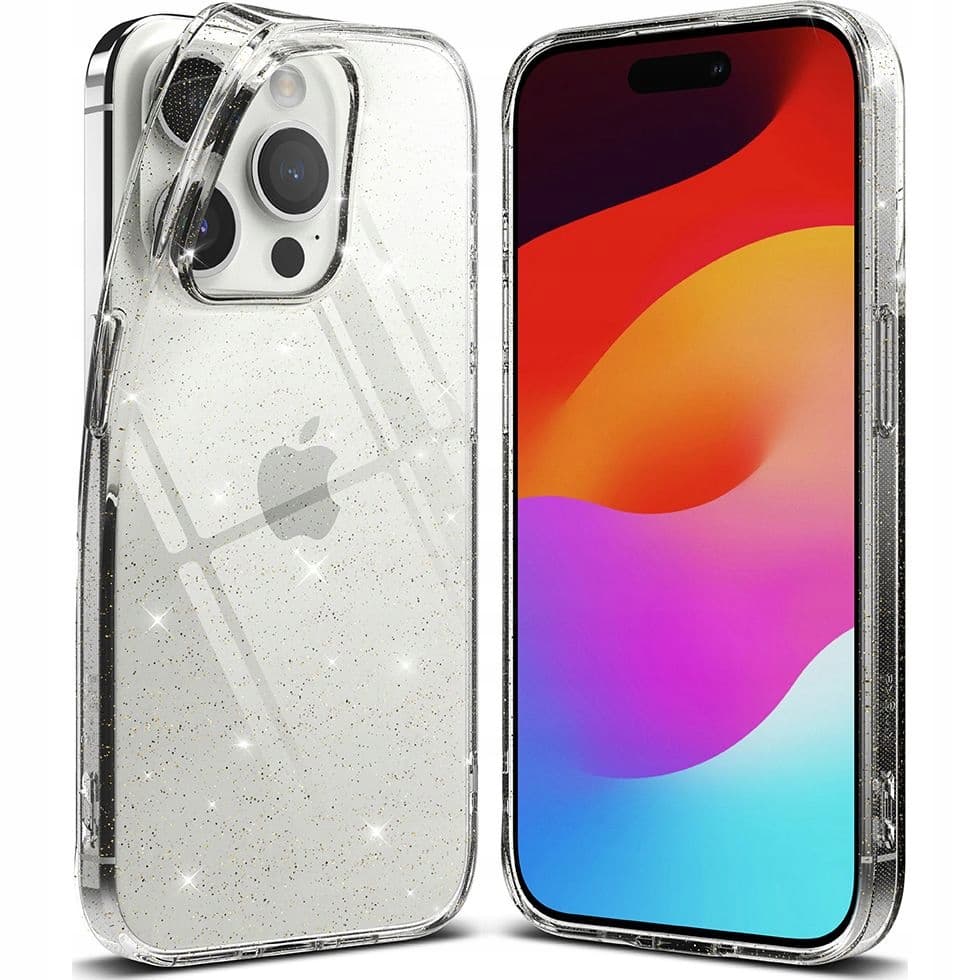 Силиконов (TPU) калъф за iPhone 15 Pro Max - Ringke Air Glitter Case (прозрачен)