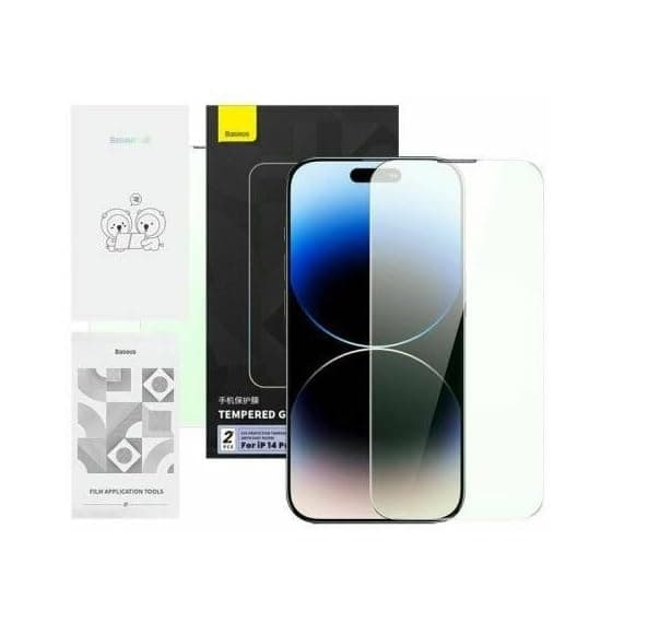 Калено стъклено защитно покритие със защитен филтър за дисплея за iPhone 14 Pro Max - Baseus Crystal Eye Protection Tempered Glass Set (P60012056201-00) (2 броя)