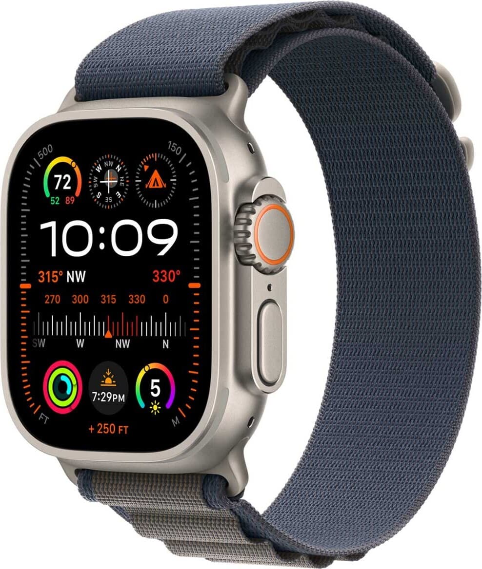 Оригинална текстилна каишка за Apple Watch Ultra, Ultra 2 49мм - Apple Alpine Loop Medium (син)