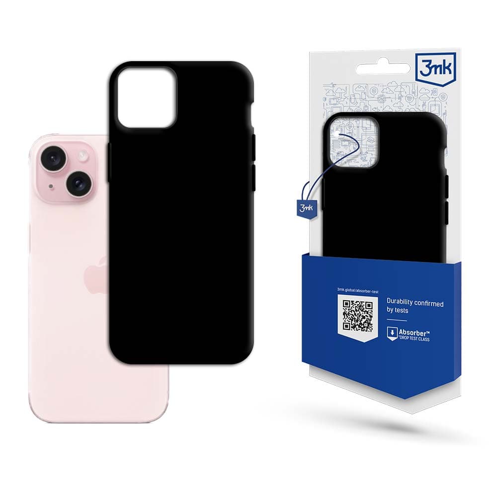 Силиконов (TPU) калъф за iPhone 15 Plus - 3MK Matt Case (черен)