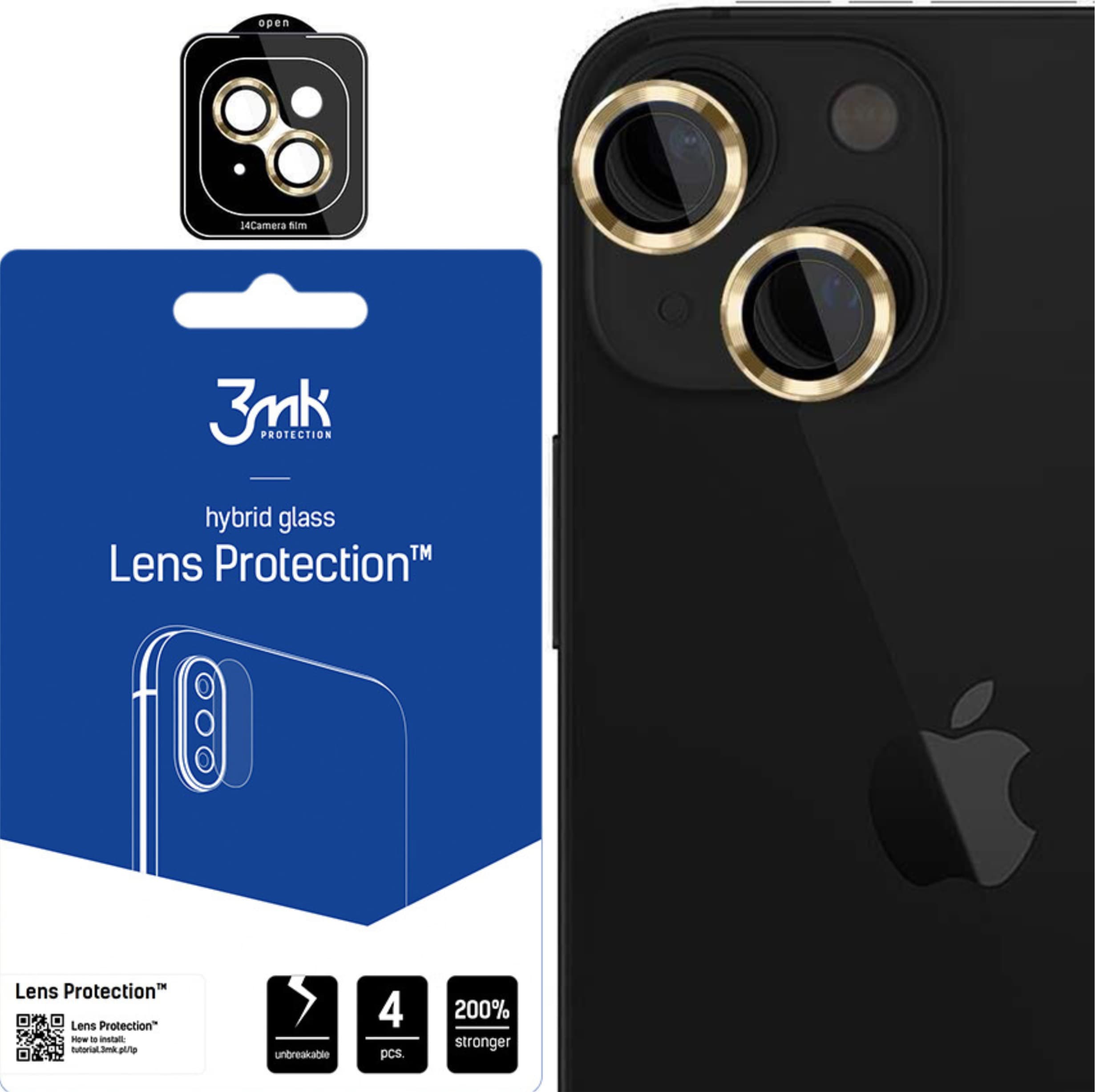Предпазни стъклени лещи за камерата на iPhone 15 - 3MK Lens Pro Tempered Glass Lens Protector (жълт)