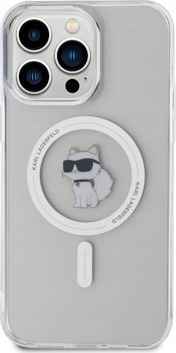 Дизайнерски силиконов кейс с MagSafe за iPhone 15 Pro Max - Karl Lagerfeld IML Choupette MagSafe Case (прозрачен)