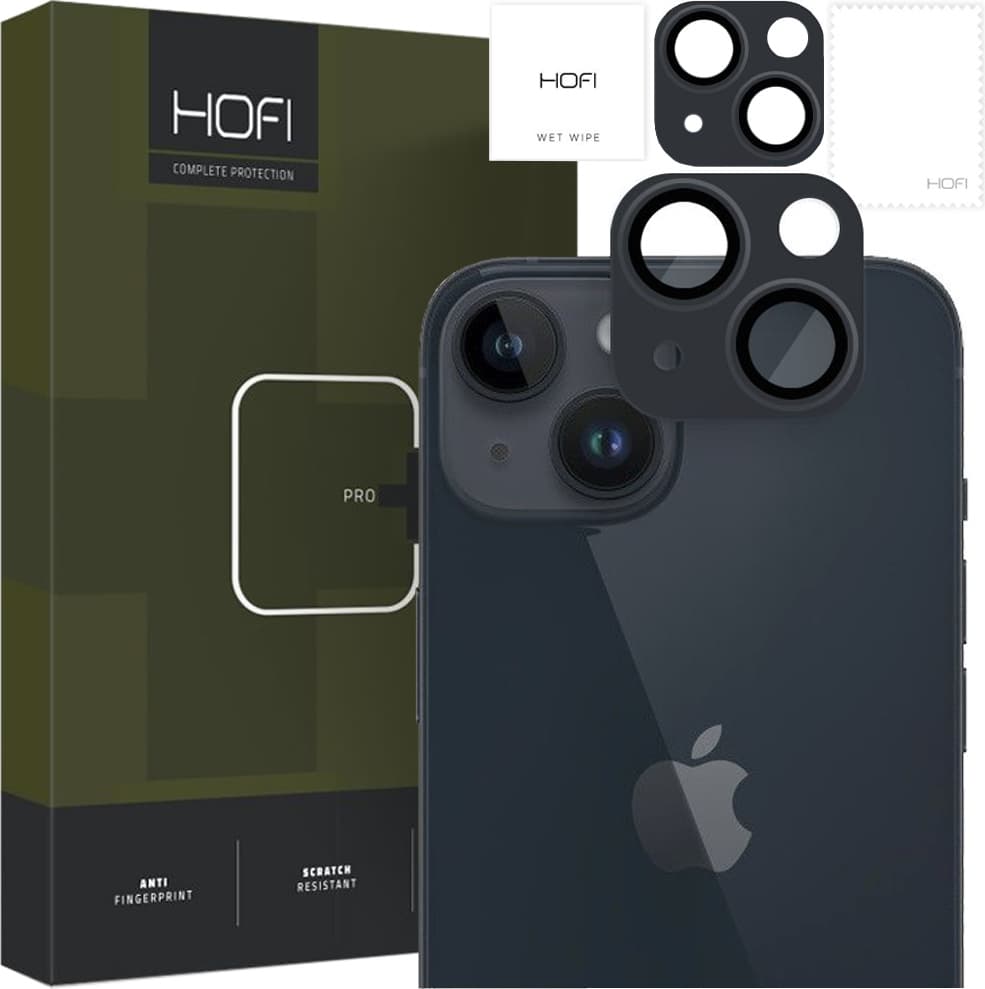 Предпазна метална плочка за камерата на iPhone 15, iPhone 15 Plus - Hofi FullCam Pro Plus Lens Protector (черен)