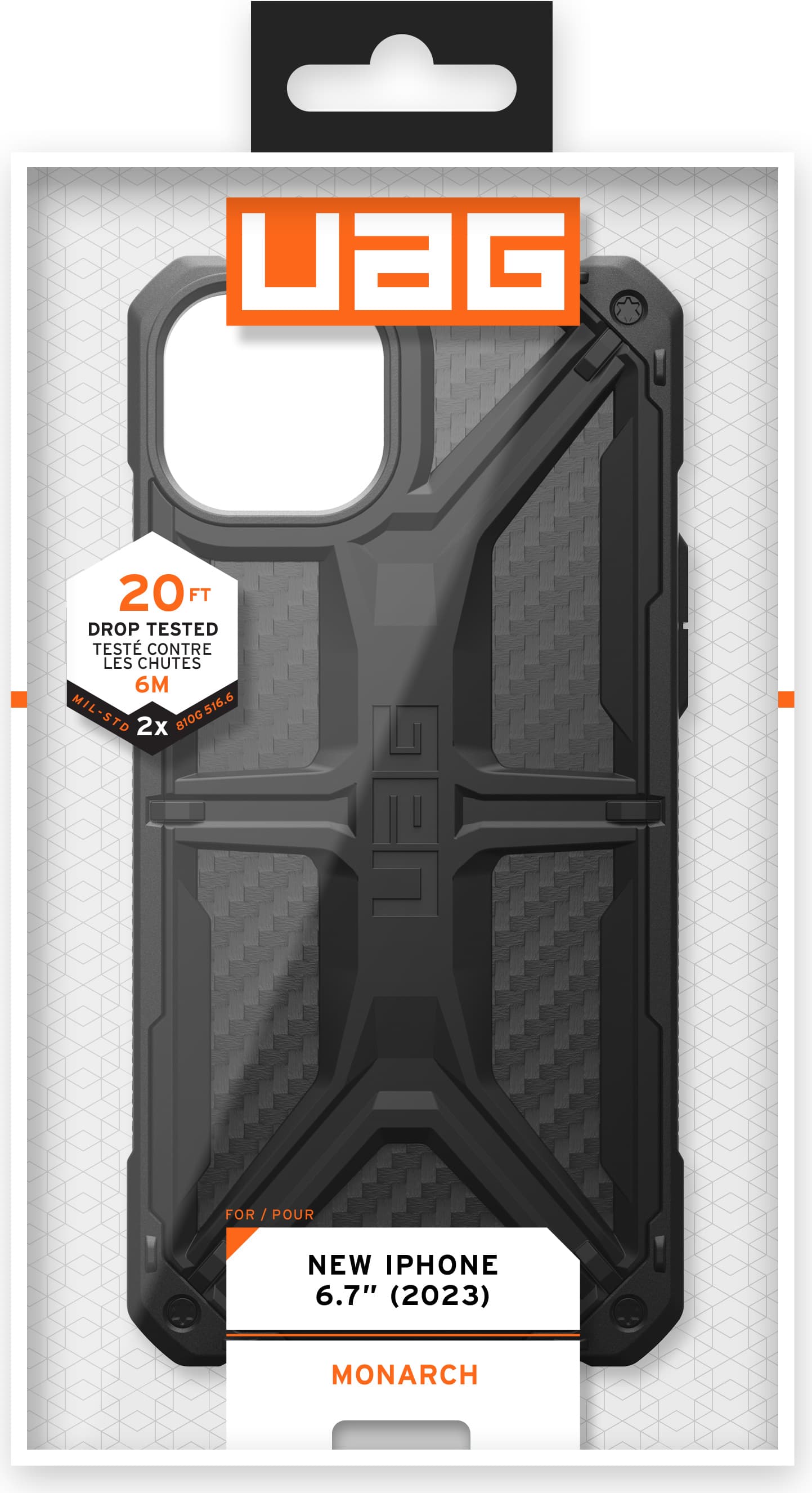 Удароустойчив хибриден кейс за iPhone 15 Plus - Urban Armor Gear Monarch Case (черен-карбон)