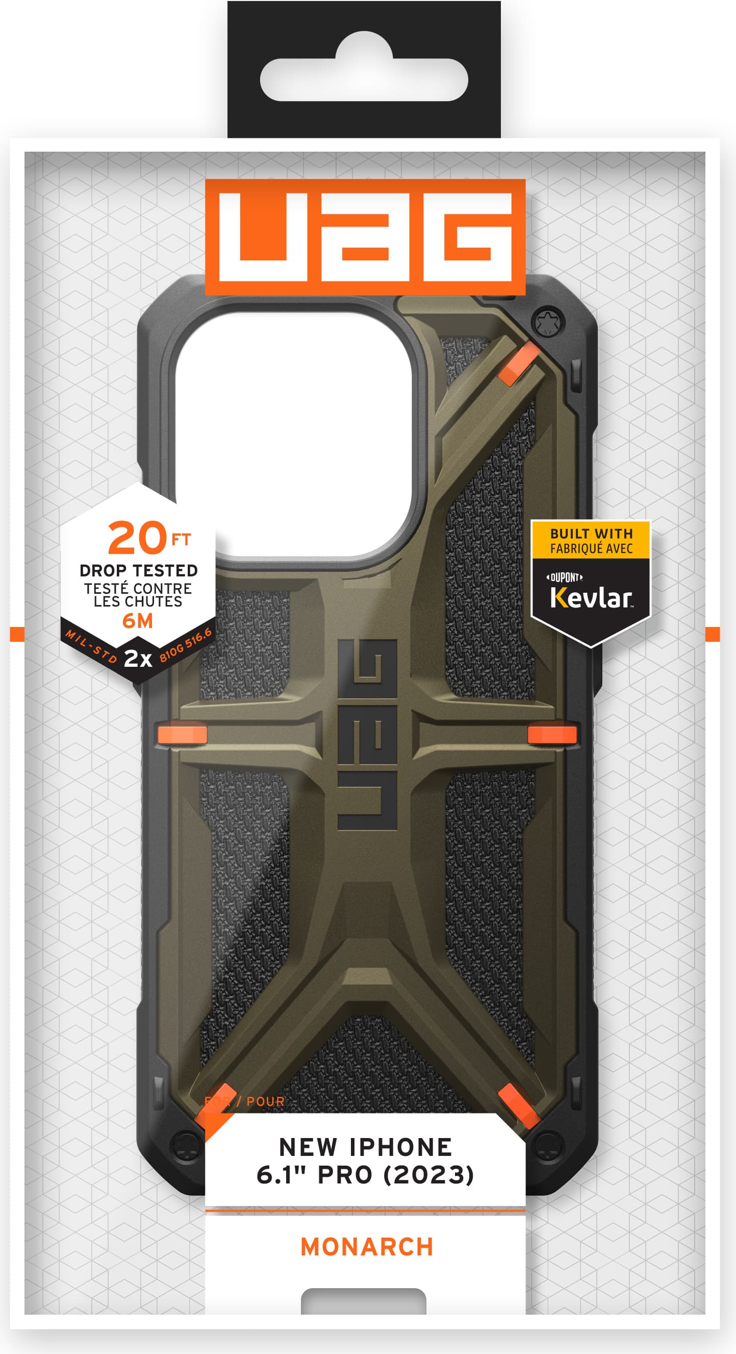 Удароустойчив хибриден кейс за iPhone 15 Pro - Urban Armor Gear Monarch Kevlar Case (платинен)