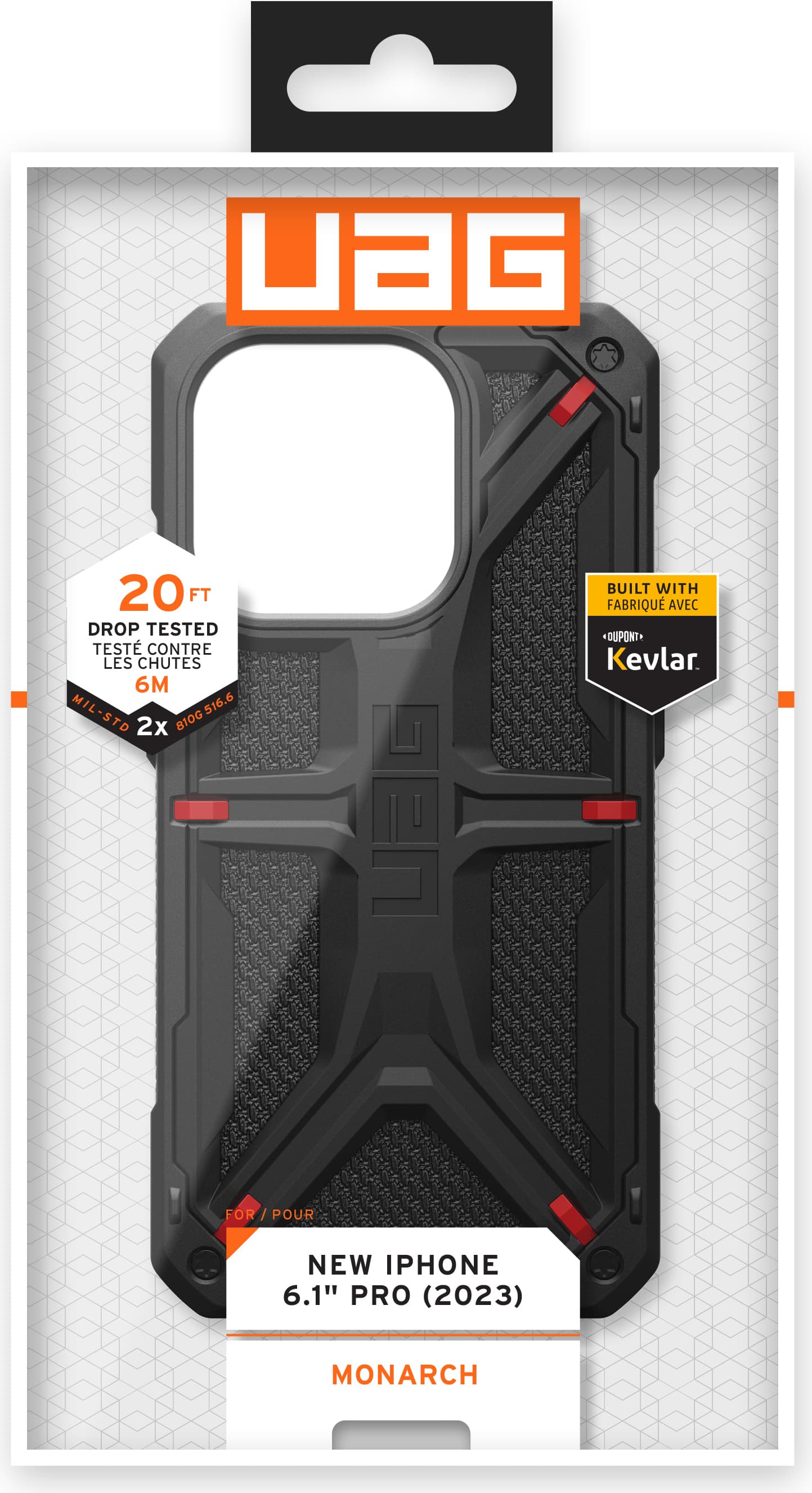 Удароустойчив хибриден кейс за iPhone 15 Pro - Urban Armor Gear Monarch Kevlar Case (черен-кевлар)