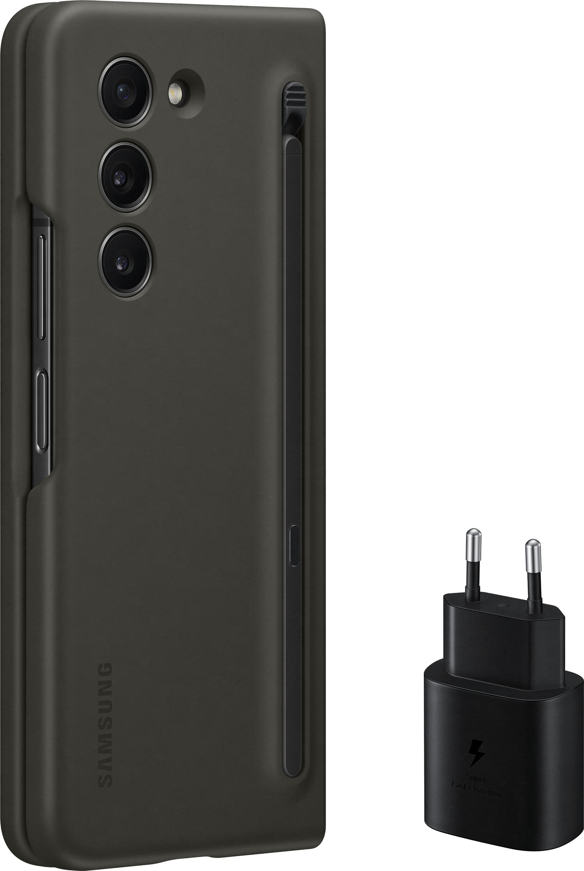 Комплект оригинален хибриден кейс с включена писалка и захранване за Samsung Galaxy Z Fold5 (черен) - Samsung Slim S-Pen Case and 25W Travel Adapter EF-OF94KKBEGWW