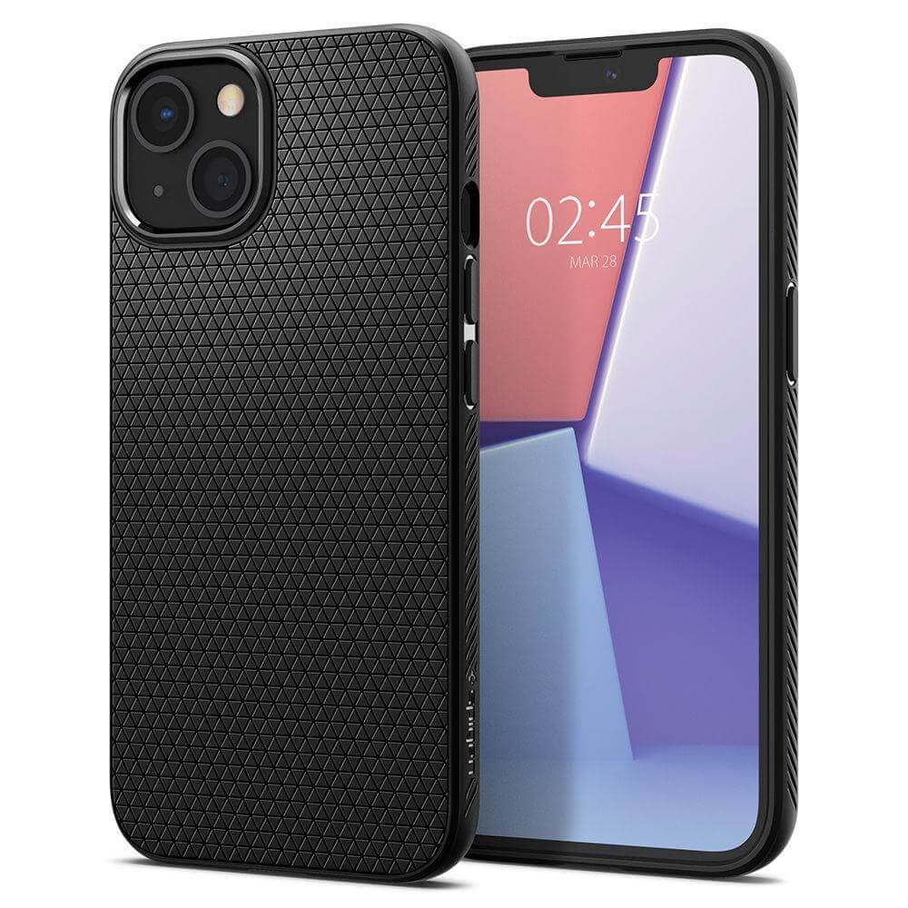 Силиконов (TPU) калъф с висока степен на защита за iPhone 13 mini - Spigen Liquid Air Case (черен)