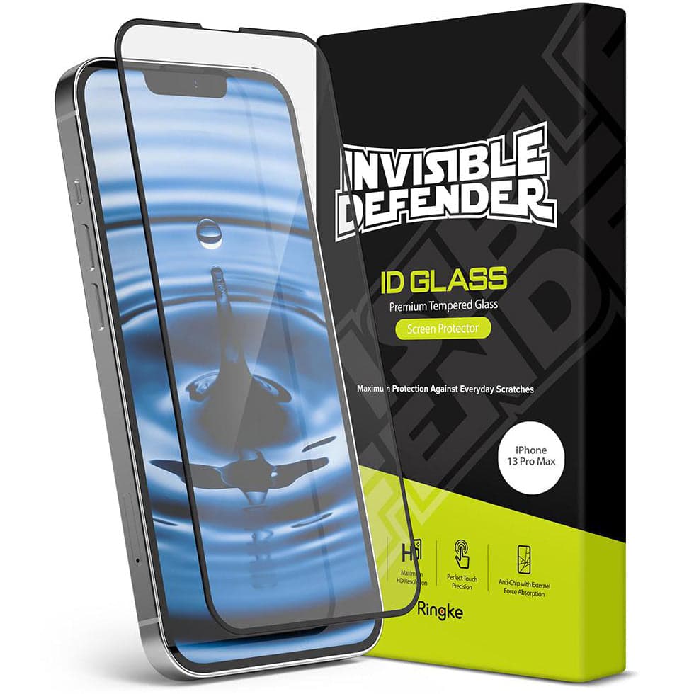 Калено стъклено защитно покритие за дисплея на iPhone 13 Pro Max - Ringke Invisible Defender Full Cover Tempered Glass 3D (черен-прозрачен)