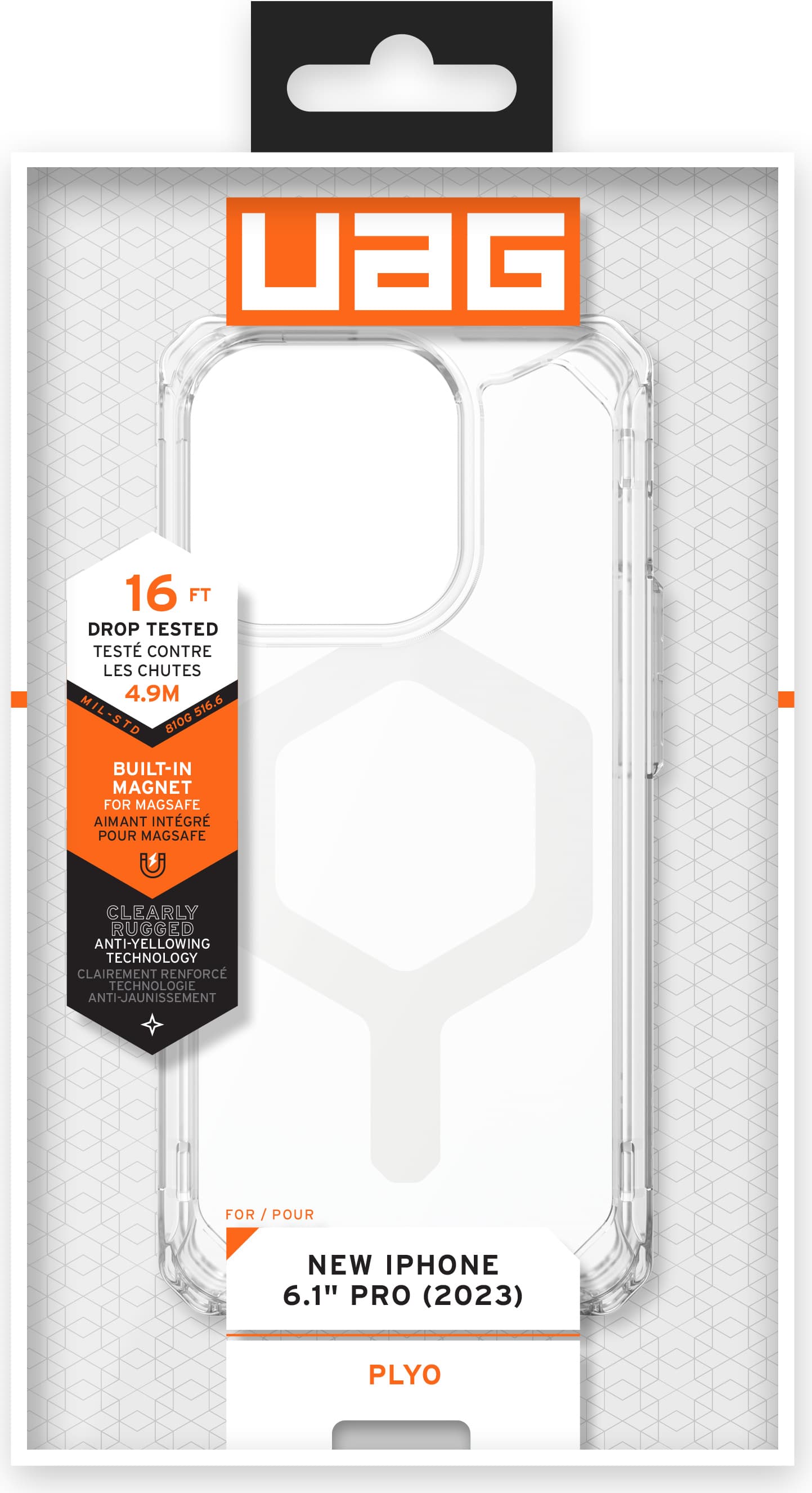 Удароустойчив хибриден кейс за iPhone 15 Pro - Urban Armor Gear Plyo MagSafe Case (прозрачен-бял)