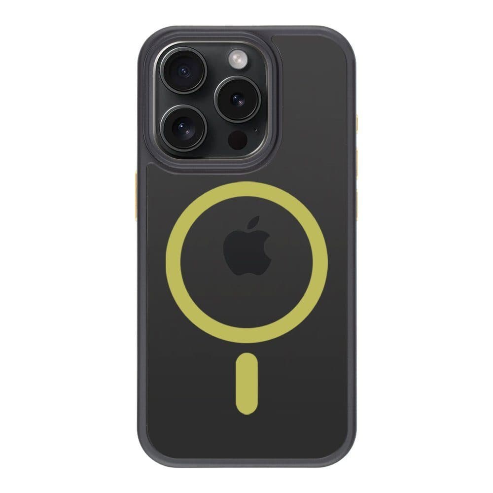 Хибриден удароустойчив кейс с MagSafe за iPhone 15 Pro - Tactical MagForce Hyperstealth 2.0 Cover (черен-жълт)
