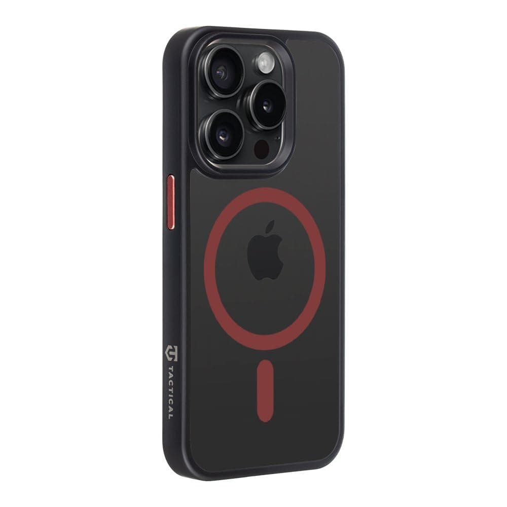 Хибриден удароустойчив кейс с MagSafe за iPhone 15 Pro - Tactical MagForce Hyperstealth 2.0 Cover (черен-червен)