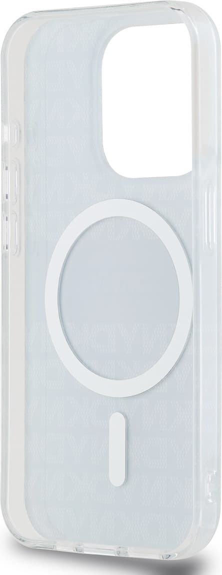 Хибриден удароустойчив кейс с MagSafe за iPhone 15 Pro Max - DKNY Repeat Pattern Tonal Stripe MagSafe Case (черен)