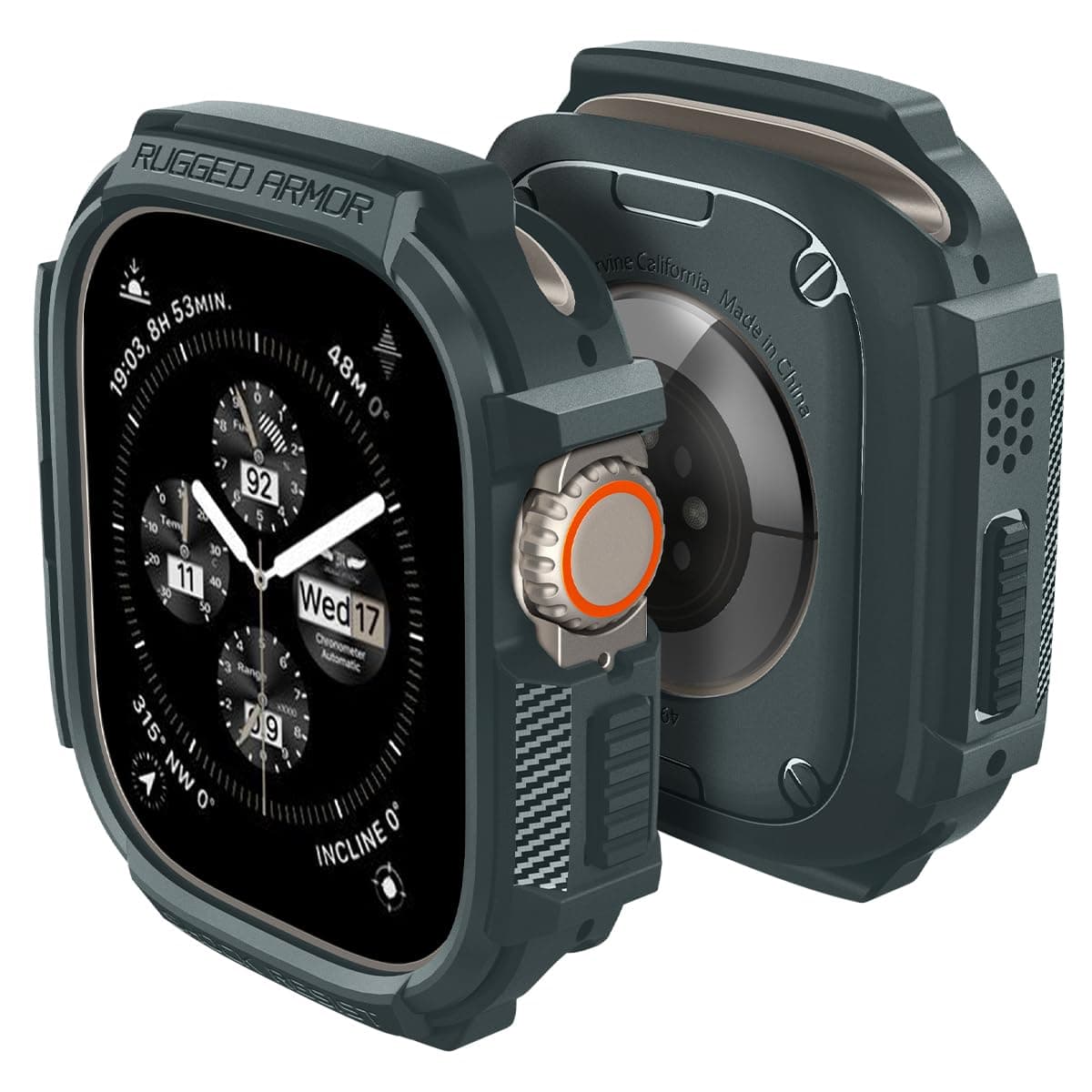 Удароустойчив TPU кейс за Apple Watch Ultra, Ultra 2 49мм - Spigen Rugged Armor Case (тъмносин)