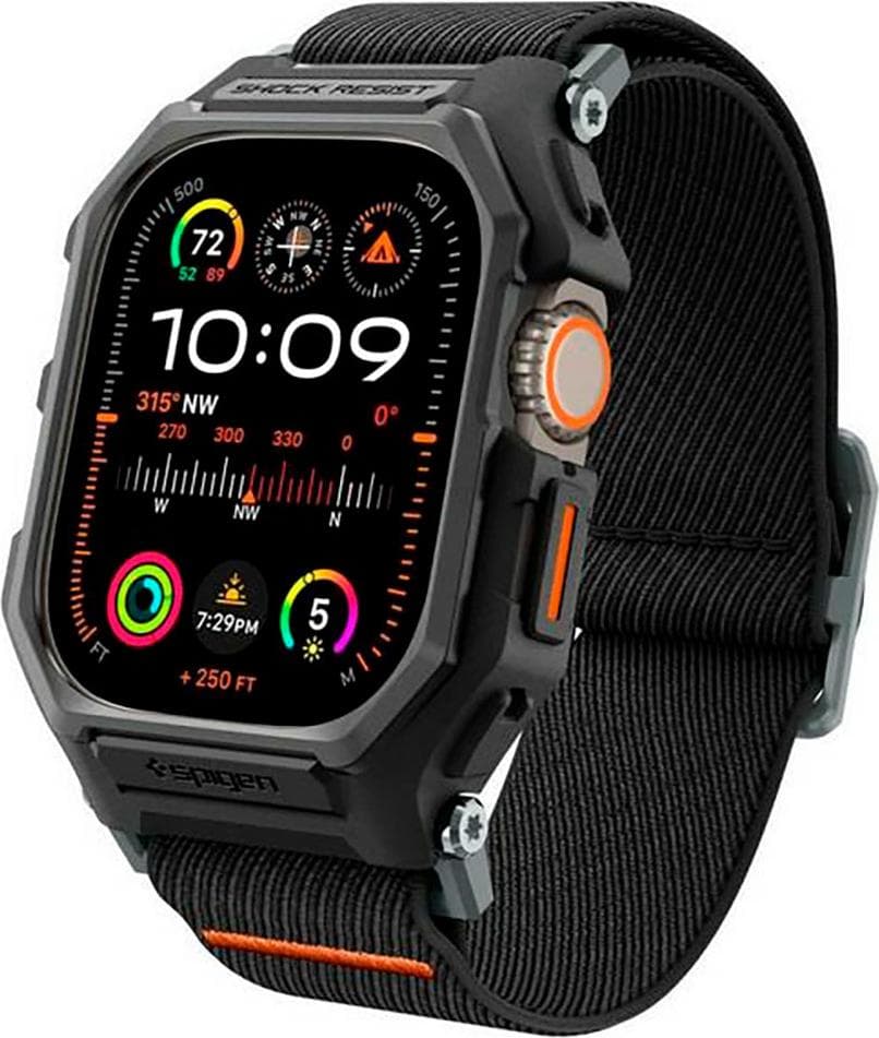 Удароустойчив TPU кейс с вградена каишка за Apple Watch Ultra, Ultra 2, Ultra 3 49мм (черен) - Spigen Lite Fit Pro
