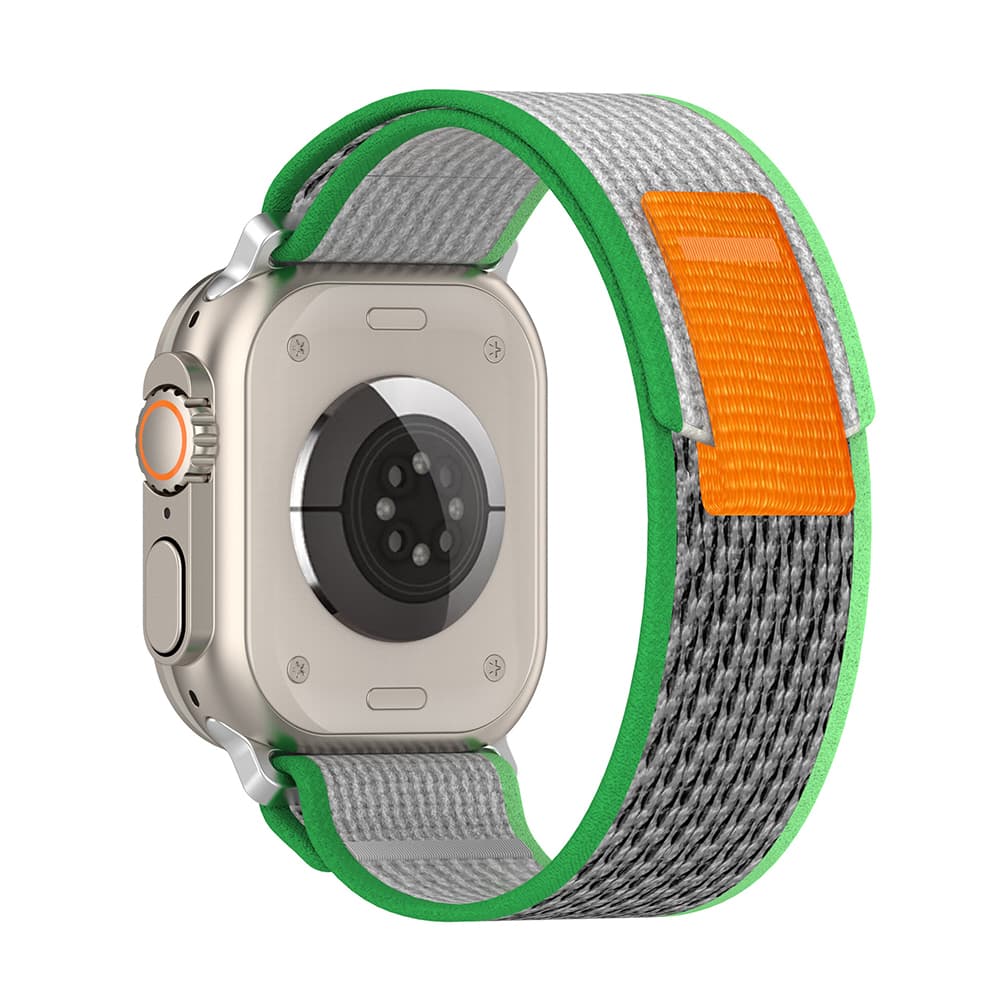 Текстилна каишка за Apple Watch 38мм, 40мм, 41мм, 42мм (2024) - Techsuit Watchband W039 (зелен-сив)