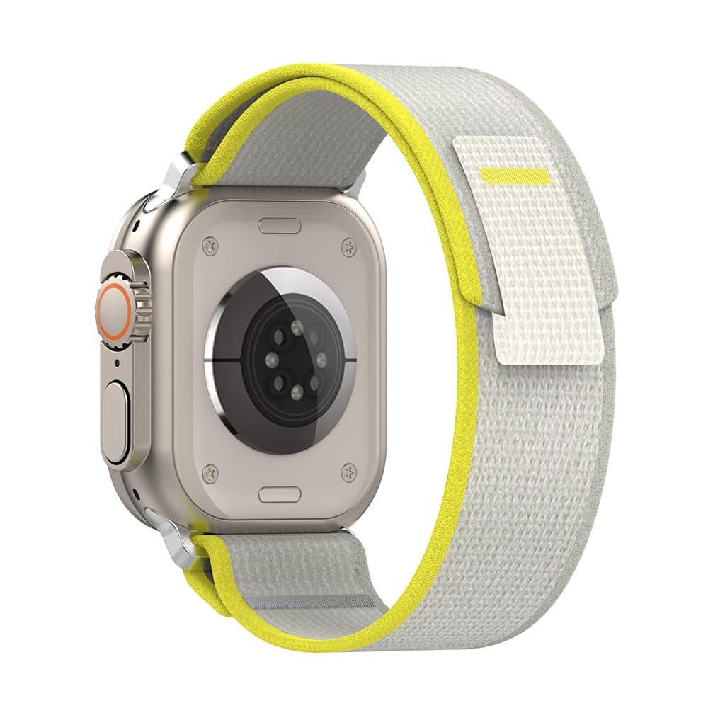 Текстилна каишка за Apple Watch 38мм, 40мм, 41мм, 42мм (2024) - Techsuit Watchband W039 (жълт-сив)