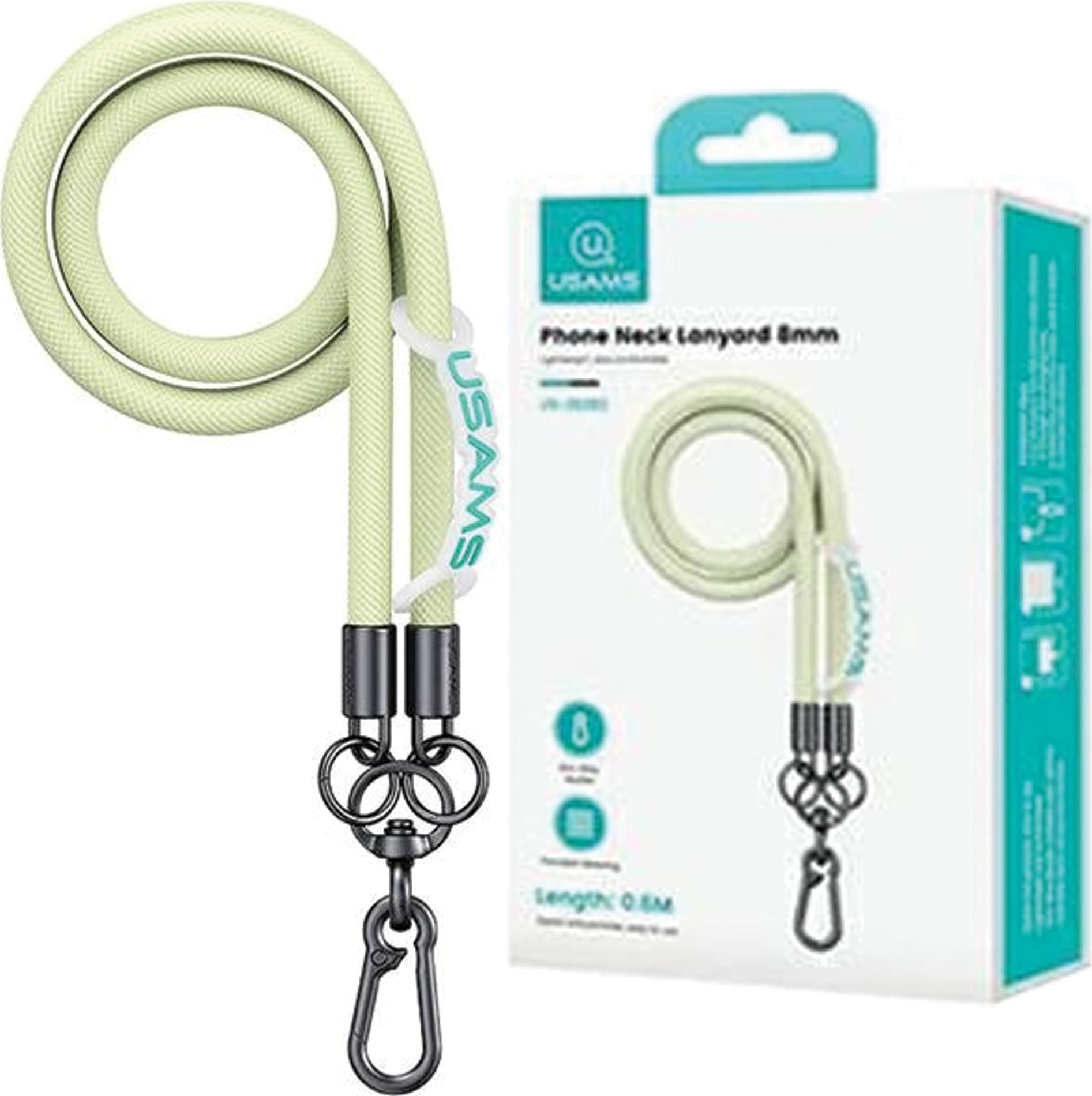 Универсална връзка за носене през врата за смартфони - Usams Universal Necklace Phone Lanyard 120 cm (зелен)
