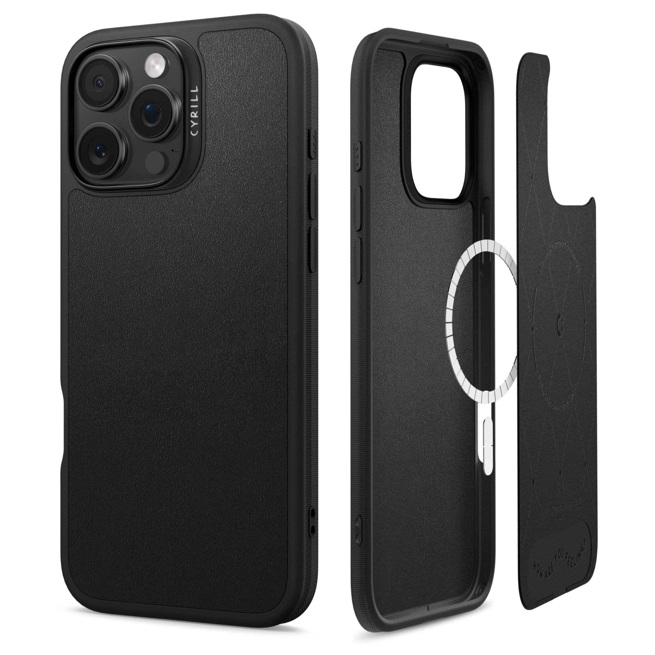 Дизайнерски кожен кейс с MagSafe за iPhone 16 Pro Max - Spigen Cyrill Kajuk MagSafe Case (черен)