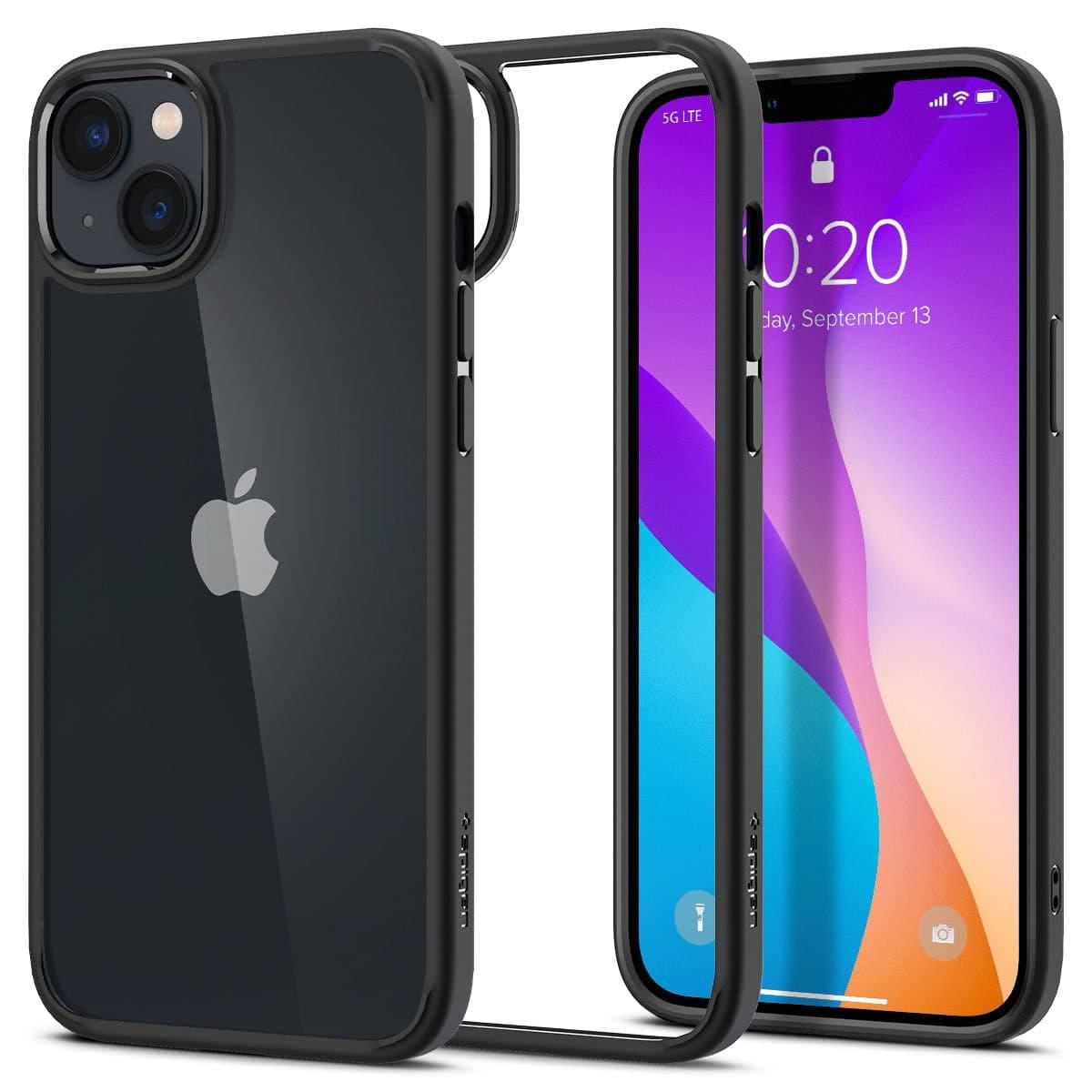 Хибриден кейс с висока степен на защита за iPhone 14 - Spigen Crystal Hybrid Case (черен-прозрачен)