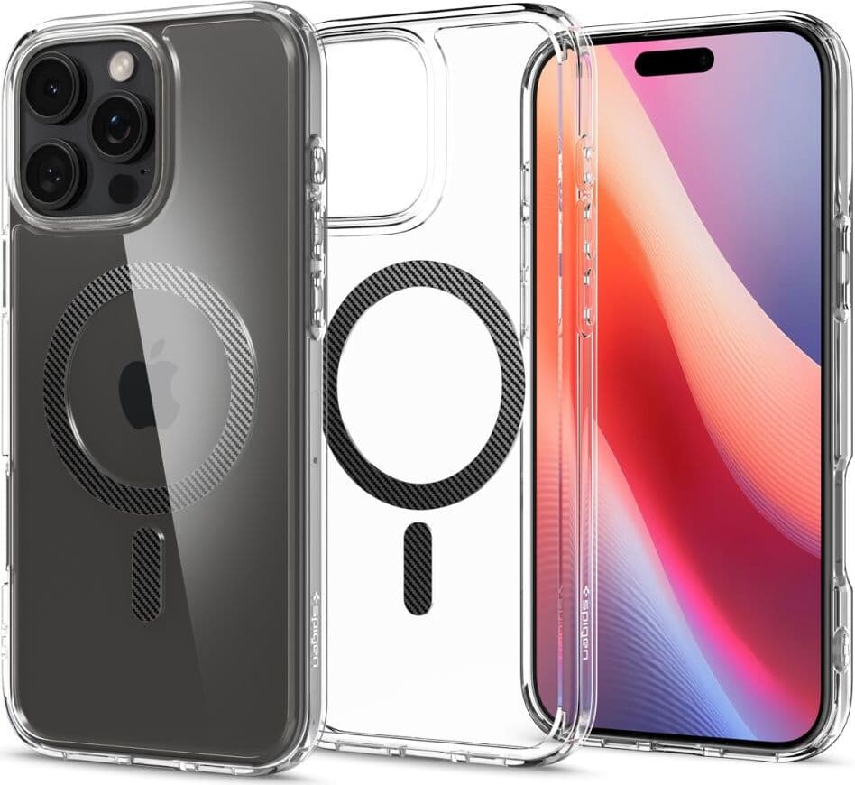 Хибриден кейс с висока степен на защита с MagSafe за iPhone 16 Pro Max - Spigen Ultra Hybrid MagSafe Case (прозрачен-карбон)