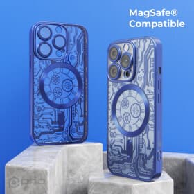 Тънък силиконов (TPU) калъф с MagSafe за iPhone 16 Pro Max - Prio Elegant MagSafe Case (син-прозрачен)