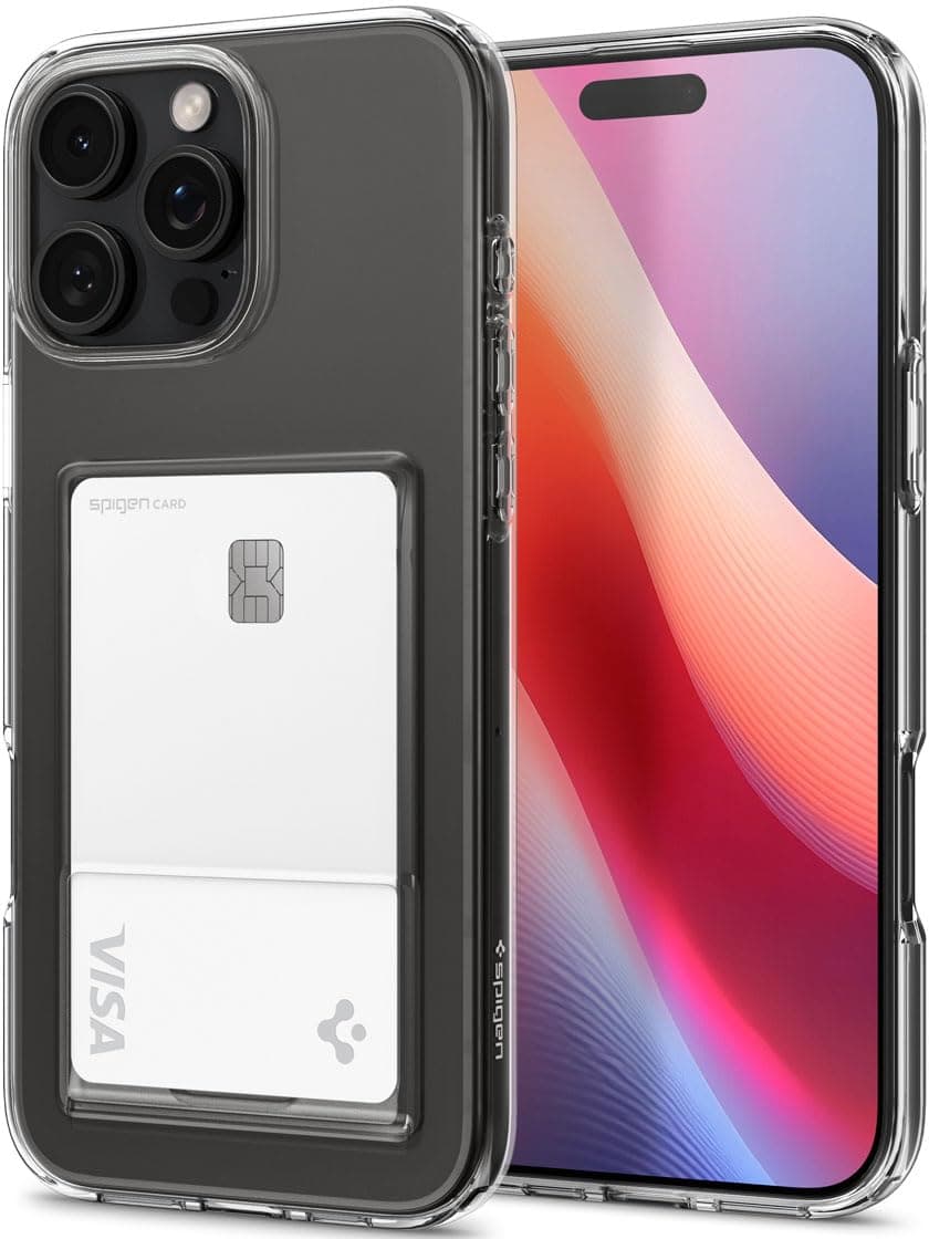 Силиконов (TPU) кейс с отделение за кр. карти за iPhone 16 Pro Max - Spigen Crystal Slot Case (прозрачен)