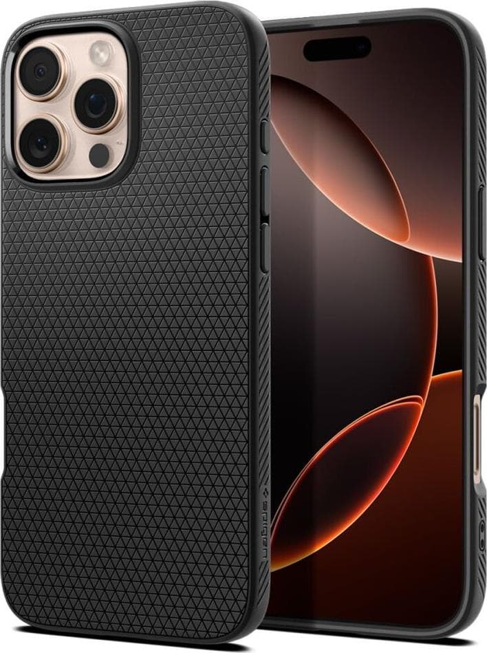 Силиконов (TPU) калъф с висока степен на защита за iPhone 16 Pro Max - Spigen Liquid Air Case (черен)