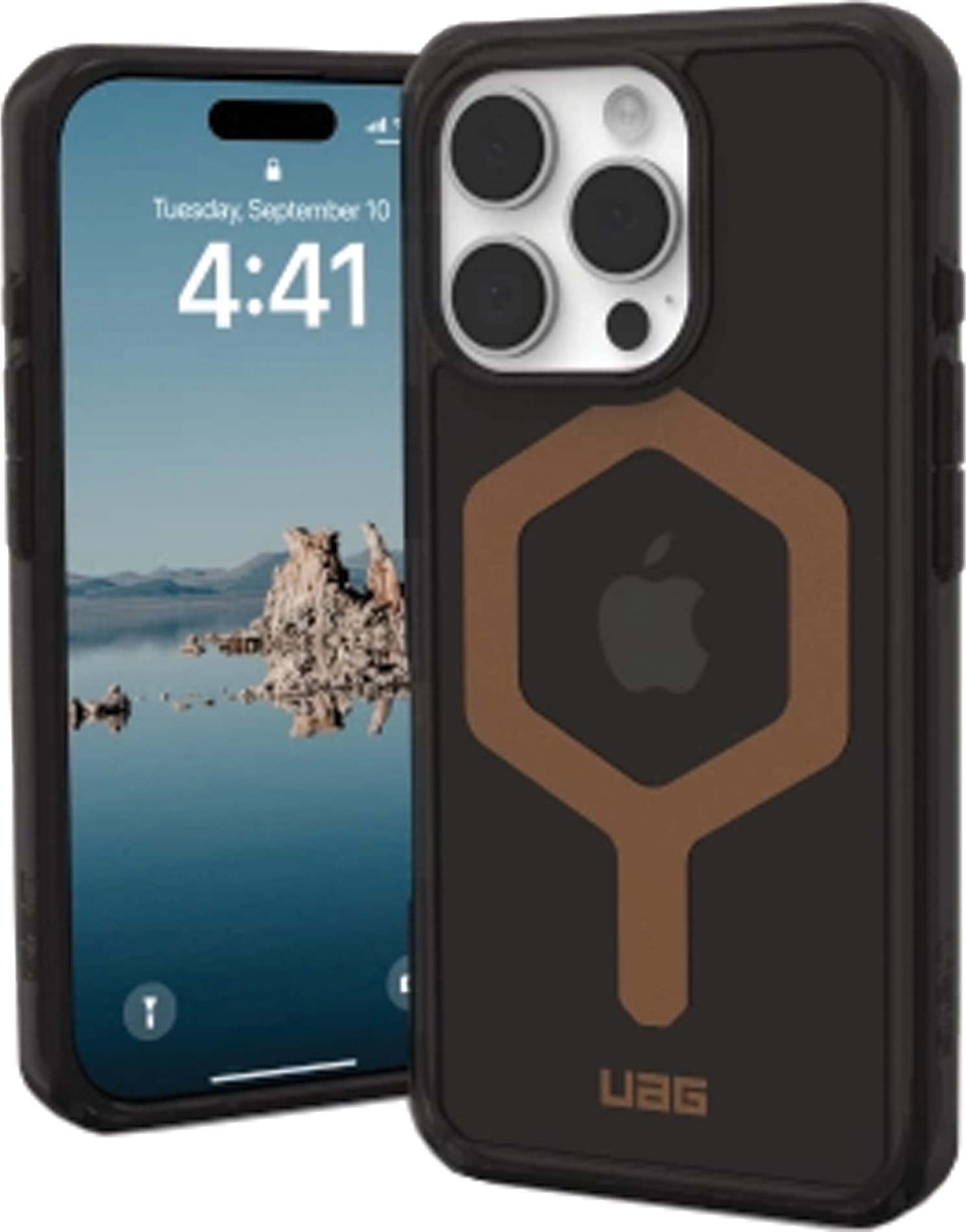 Удароустойчив хибриден кейс за iPhone 16 Pro - Urban Armor Gear Plyo MagSafe Case (черен-бронз)