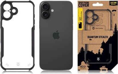 Хибриден удароустойчив кейс за iPhone 16 Plus - Tactical Quantum Stealth Hybrid Case (черен-прозрачен)