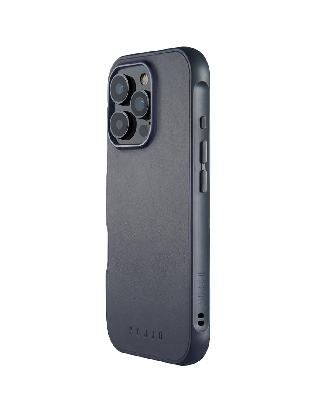Хибриден удароустойчив кейс от естествена кожа с MagSafe за iPhone 16 Pro - Mujjo Leather Shield Case (син)