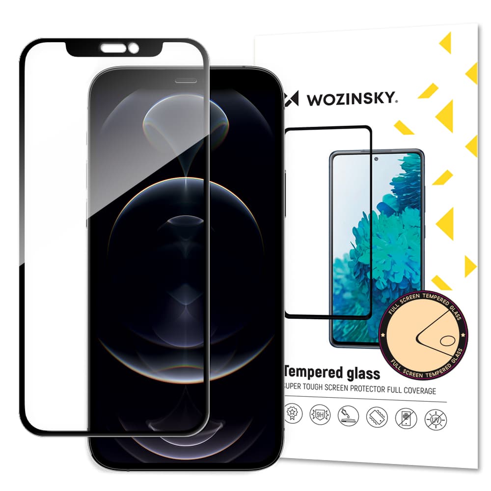 Калено стъклено защитно покритие за дисплея на iPhone 13 Pro Max - Wozinsky Full Glue 3D Tempered Glass (черен-прозрачен)