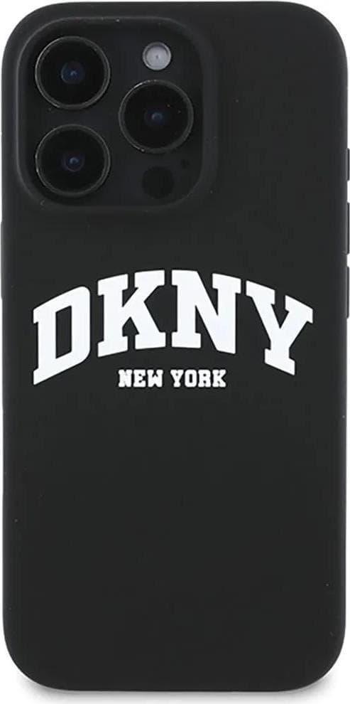 Дизайнерски силиконов кейс с MagSafe за iPhone 16 Pro - DKNY Liquid Silicone Arch Logo MagSafe Case (черен)