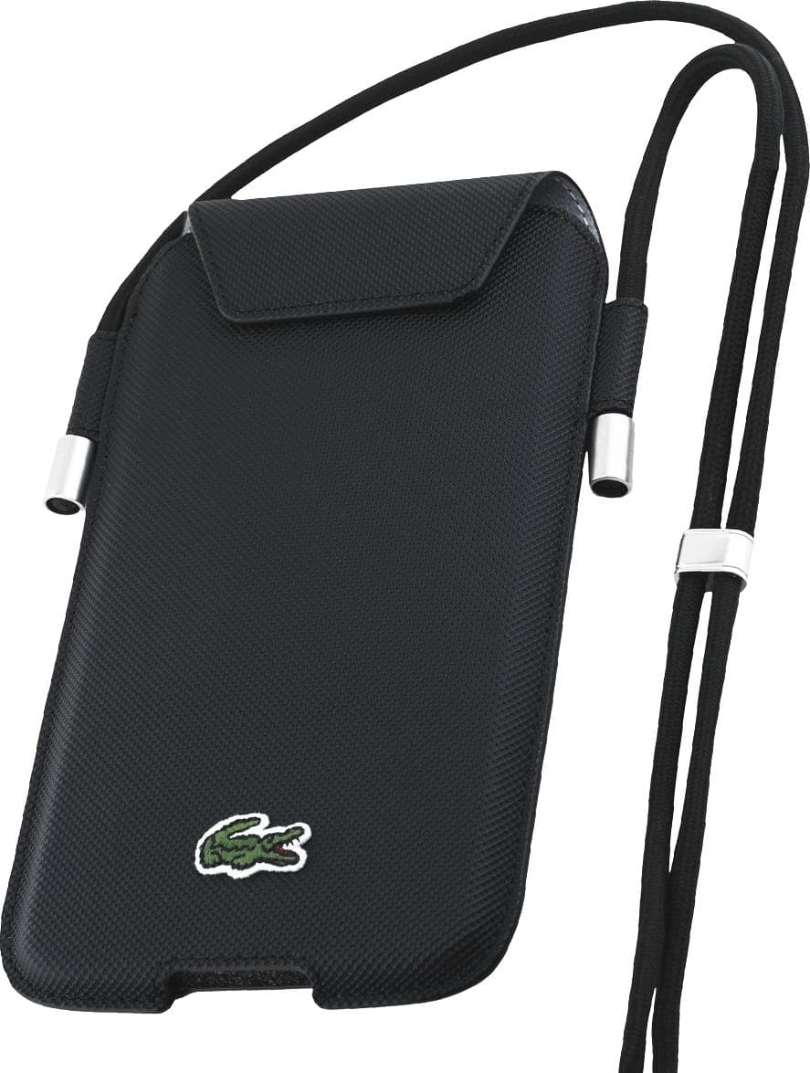 Lacoste PVC Iconic Petit Pique Phone Pouch XL- кожен калъф с връзка за мобилни телефони (черен)