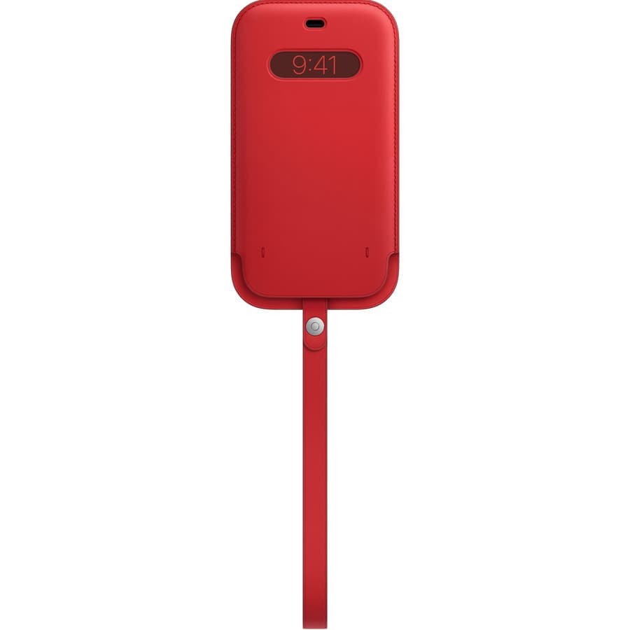 Оригинален кожен калъф, тип джоб за iPhone 12 Pro Max, iPhone 13 Pro Max - Apple iPhone Leather Sleeve with MagSafe (червен)