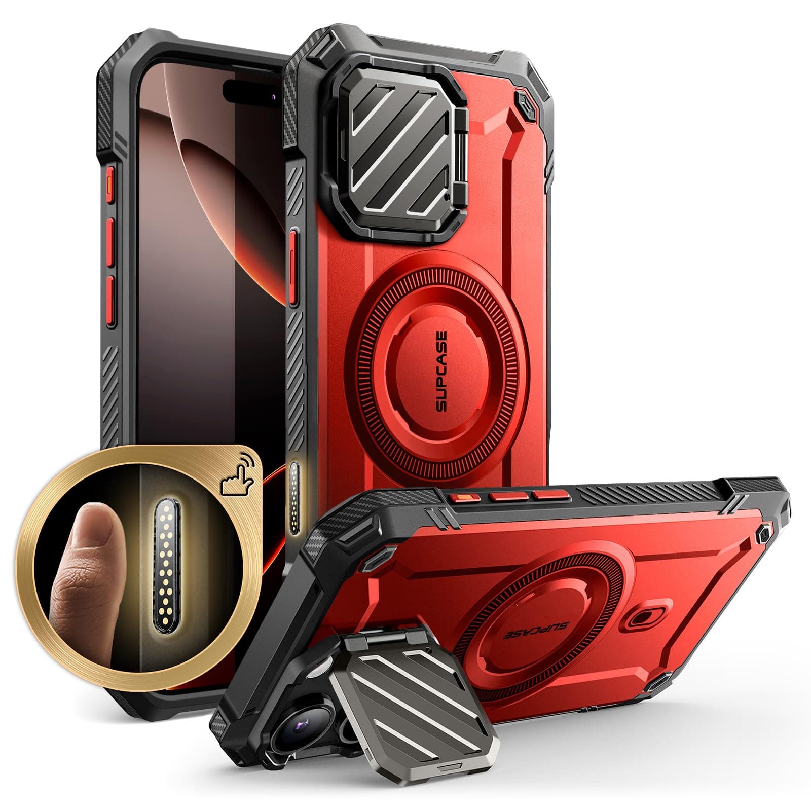 Удароустойчив хибриден кейс с Magsafe за iPhone 16 Pro Max - i-Blason SUPCASE Unicorn Beetle XT MagSafe Case (червен)