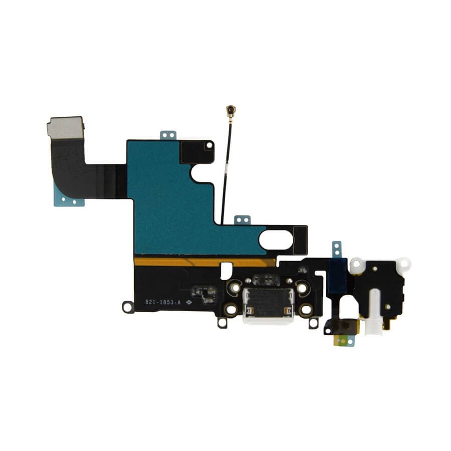 Лентов кабел с Lightning конектор, аудио жак и долен микрофон за iPhone 6 - OEM System Connector and Flex Cable (бял)