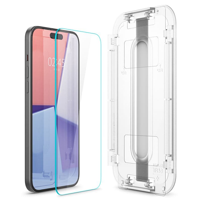 Калено стъклено защитно покритие за дисплея на iPhone 15 Pro (прозрачен) - Spigen Glas.tR EZ Fit Tempered Glass 1pc (bulk)