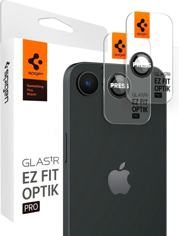2 комплекта предпазни стъклени лещи за камерата на iPhone 16e - Spigen Glas.tR EZ Fit Optik Pro Lens Protector 2 Pack (черен)